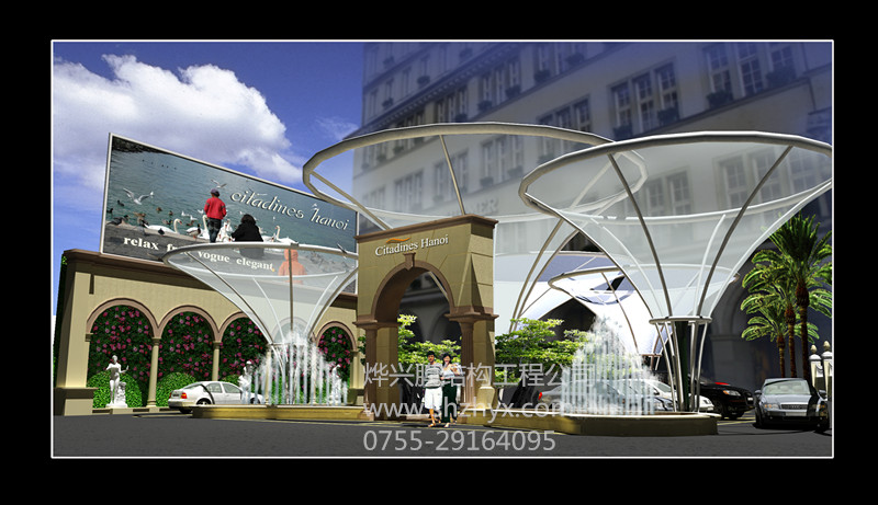 越南酒店全新园林景观ETFE膜结构工程