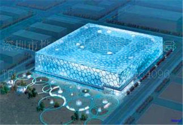 【北京泳池水立方建筑供应】透明游泳馆ETFE气泡膜结构